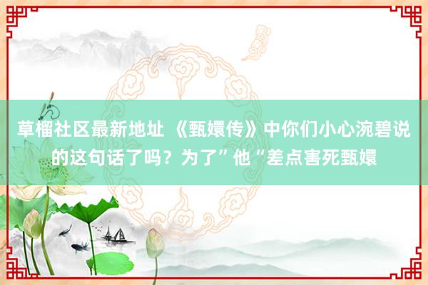 草榴社区最新地址 《甄嬛传》中你们小心涴碧说的这句话了吗？为了”他“差点害死甄嬛