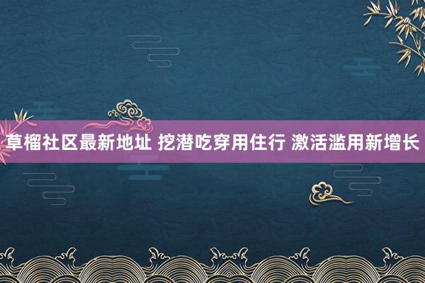 草榴社区最新地址 挖潜吃穿用住行 激活滥用新增长