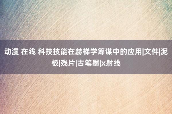 动漫 在线 科技技能在赫梯学筹谋中的应用|文件|泥板|残片|古笔墨|x射线